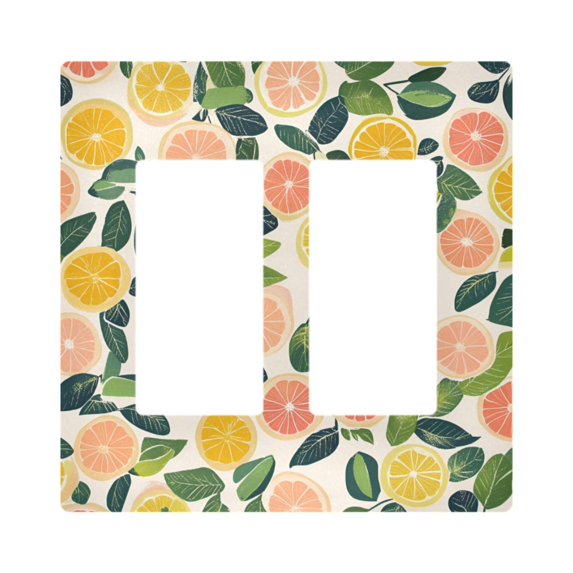 Yayeee Rocker Switch Wall Plate 2-Gang 4.7"x4.6" Home Decorative Outlet Cover, Citrus Fruits