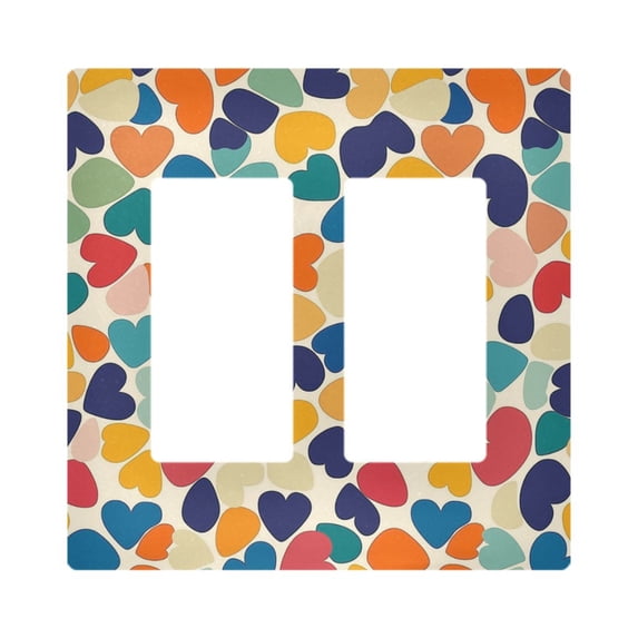 Yayeee Rocker Switch Wall Plate 2-Gang 4.7"x4.6" Home Decorative Outlet Cover, Colorful Clover Pattern