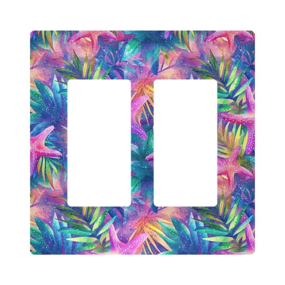 Yayeee Rocker Switch Wall Plate 2-Gang 4.7"x4.6" Home Decorative Outlet Cover, Colorful Starfish