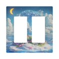 thumbnail image 1 of Yayeee Rocker Switch Wall Plate 2-Gang 4.7"x4.6" Home Decorative Outlet Cover, Crystal Ocean, 1 of 6