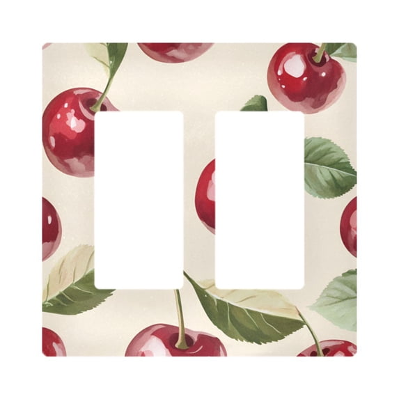 Yayeee Rocker Switch Wall Plate 2-Gang 4.7"x4.6" Home Decorative Outlet Cover, Cute Cherry