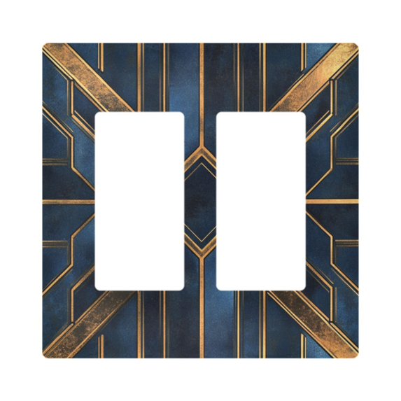 Yayeee Rocker Switch Wall Plate 2-Gang 4.7"x4.6" Home Decorative Outlet Cover, Elegant Geometric Pattern