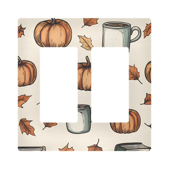 Yayeee Rocker Switch Wall Plate 2-Gang 4.7"x4.6" Home Decorative Outlet Cover, Fall Leaves