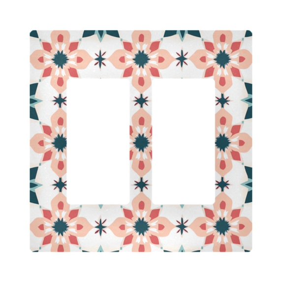 Yayeee Rocker Switch Wall Plate 2-Gang 4.7"x4.6" Home Decorative Outlet Cover, Flowers Geometric Pattern