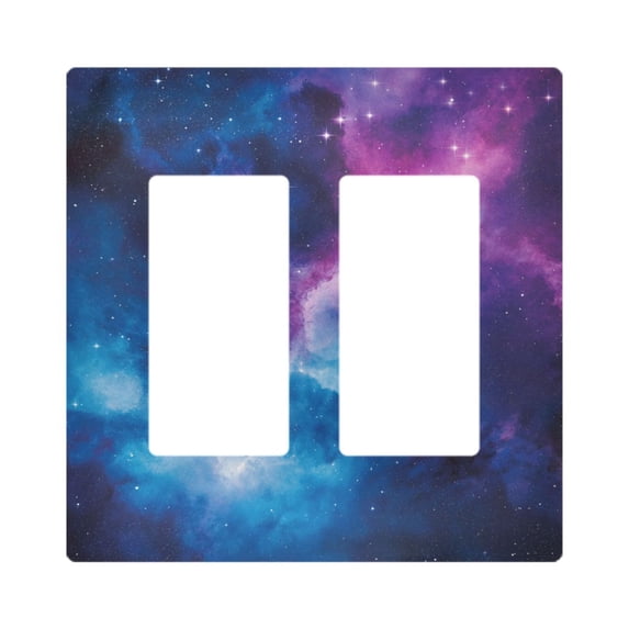 Yayeee Rocker Switch Wall Plate 2-Gang 4.7"x4.6" Home Decorative Outlet Cover, Galaxy Pattern