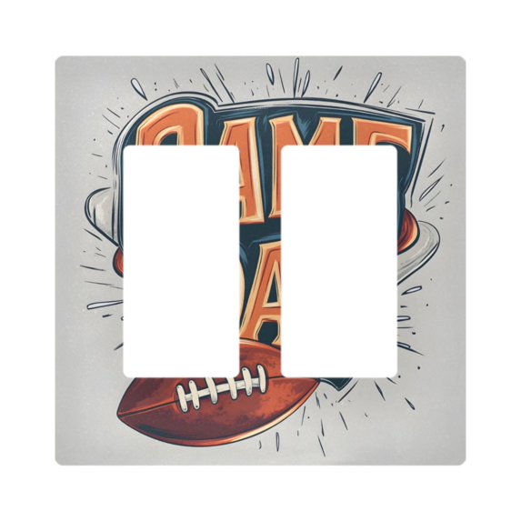 Yayeee Rocker Switch Wall Plate 2-Gang 4.7"x4.6" Home Decorative Outlet Cover, Game Day