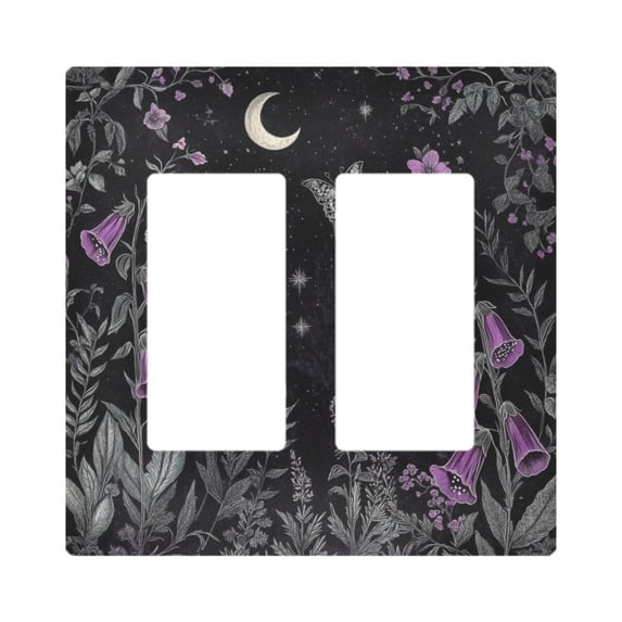 Yayeee Rocker Switch Wall Plate 2-Gang 4.7"x4.6" Home Decorative Outlet Cover, Gothic Floral Print