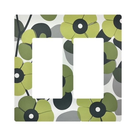 Yayeee Rocker Switch Wall Plate 2-Gang 4.7"x4.6" Home Decorative Outlet Cover, Gray Floral