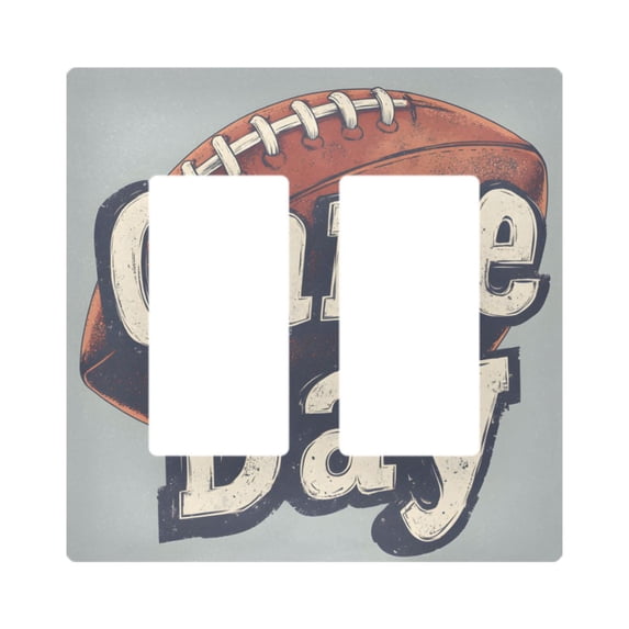 Yayeee Rocker Switch Wall Plate 2-Gang 4.7"x4.6" Home Decorative Outlet Cover, Gray Game Day