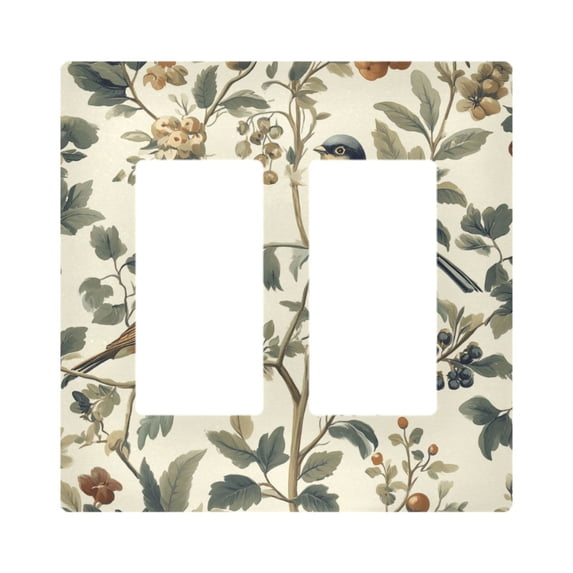 Yayeee Rocker Switch Wall Plate 2-Gang 4.7"x4.6" Home Decorative Outlet Cover, Green Birds