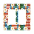 thumbnail image 1 of Yayeee Rocker Switch Wall Plate 2-Gang 4.7"x4.6" Home Decorative Outlet Cover, Green Checkered Daisy, 1 of 6