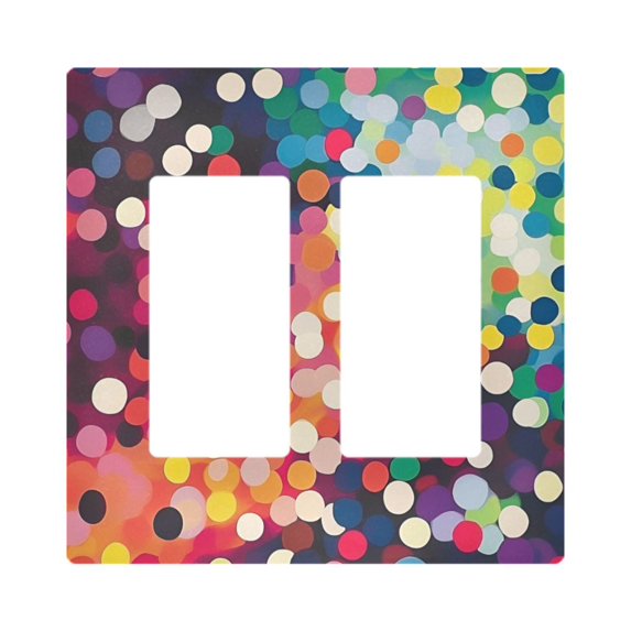 Yayeee Rocker Switch Wall Plate 2-Gang 4.7"x4.6" Home Decorative Outlet Cover, Green Colorful Circles