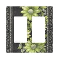 thumbnail image 1 of Yayeee Rocker Switch Wall Plate 2-Gang 4.7"x4.6" Home Decorative Outlet Cover, Green Flowers, 1 of 6