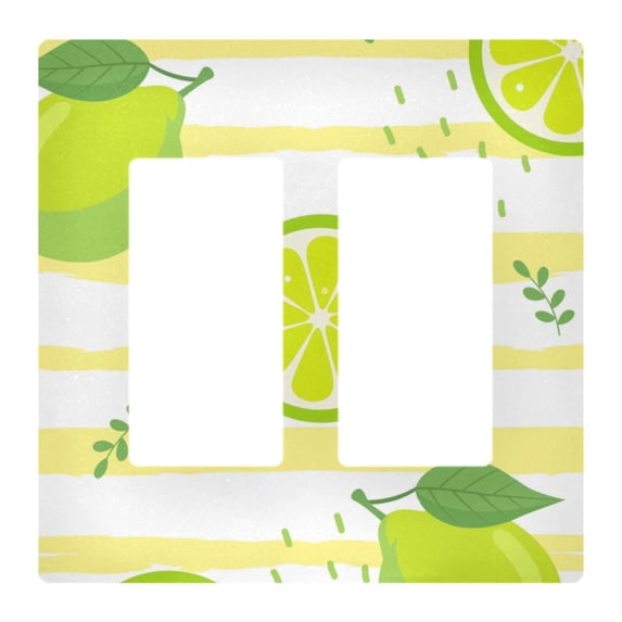 Yayeee Rocker Switch Wall Plate 2-Gang 4.7"x4.6" Home Decorative Outlet Cover, Green Lemon Pattern