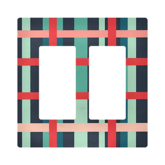 Yayeee Rocker Switch Wall Plate 2-Gang 4.7"x4.6" Home Decorative Outlet Cover, Green Plaid