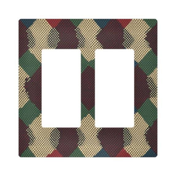 Yayeee Rocker Switch Wall Plate 2-Gang 4.7"x4.6" Home Decorative Outlet Cover, Green Tartan Pattern