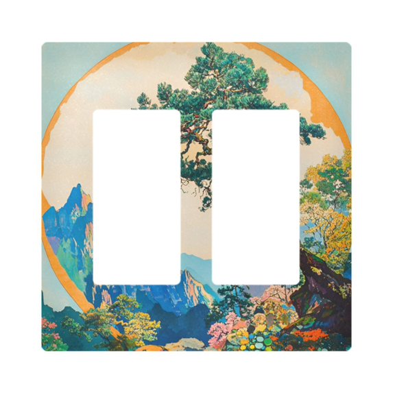 Yayeee Rocker Switch Wall Plate 2-Gang 4.7"x4.6" Home Decorative Outlet Cover, Large Pine Tree