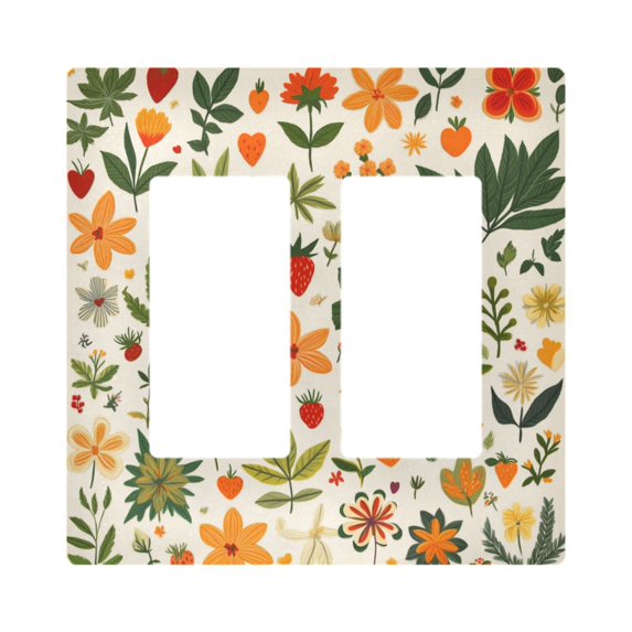 Yayeee Rocker Switch Wall Plate 2-Gang 4.7"x4.6" Home Decorative Outlet Cover, Leaves Pattern