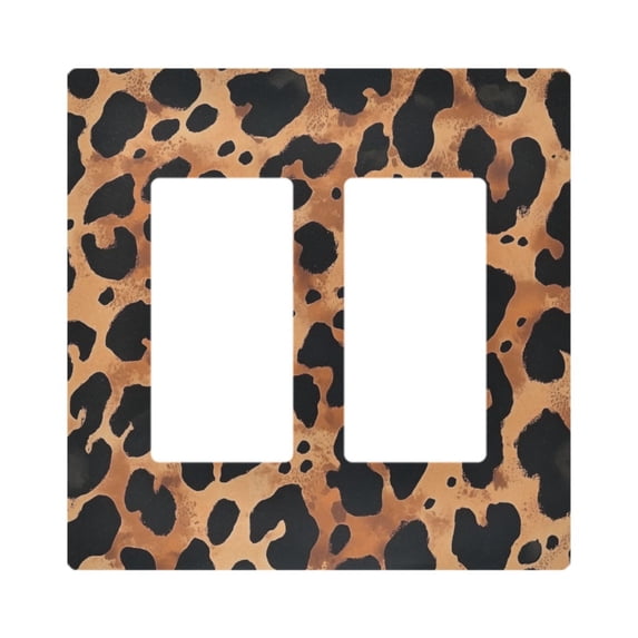 Yayeee Rocker Switch Wall Plate 2-Gang 4.7"x4.6" Home Decorative Outlet Cover, Leopard Pattern