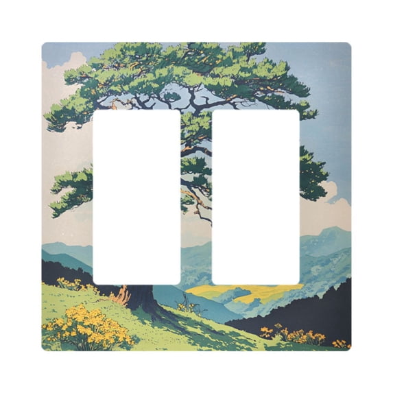 Yayeee Rocker Switch Wall Plate 2-Gang 4.7"x4.6" Home Decorative Outlet Cover, Mounatin at Dawn