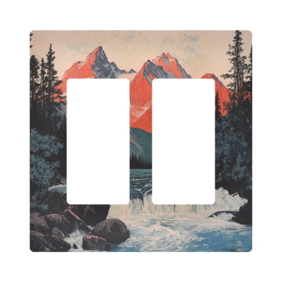 Yayeee Rocker Switch Wall Plate 2-Gang 4.7"x4.6" Home Decorative Outlet Cover, Mountains at Dawn