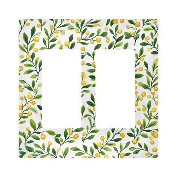 Yayeee Rocker Switch Wall Plate 2-Gang 4.7"x4.6" Home Decorative Outlet Cover, Olive Leaf