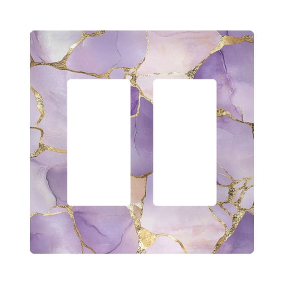 Yayeee Rocker Switch Wall Plate 2-Gang 4.7"x4.6" Home Decorative Outlet Cover, Pastel Purple Marble Pattern