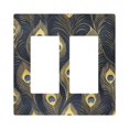 thumbnail image 1 of Yayeee Rocker Switch Wall Plate 2-Gang 4.7"x4.6" Home Decorative Outlet Cover, Peacock Feathers Pattern, 1 of 6