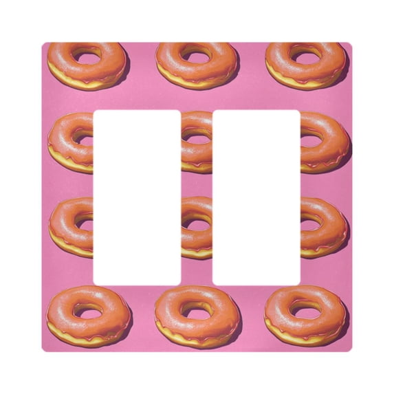 Yayeee Rocker Switch Wall Plate 2-Gang 4.7"x4.6" Home Decorative Outlet Cover, Pink Doughnuts