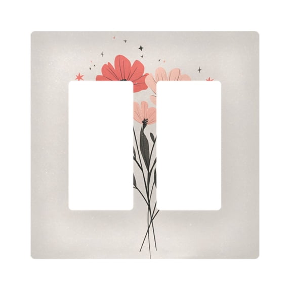 Yayeee Rocker Switch Wall Plate 2-Gang 4.7"x4.6" Home Decorative Outlet Cover, Pink Flower