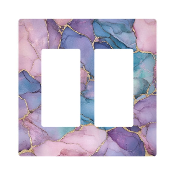 Yayeee Rocker Switch Wall Plate 2-Gang 4.7"x4.6" Home Decorative Outlet Cover, Pink Marble Pattern