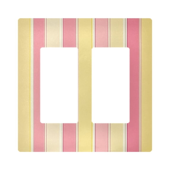 Yayeee Rocker Switch Wall Plate 2-Gang 4.7"x4.6" Home Decorative Outlet Cover, Pink and Yellow Striped Pattern