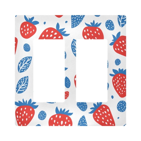 Yayeee Rocker Switch Wall Plate 2-Gang 4.7"x4.6" Home Decorative Outlet Cover, Playful Strawberries