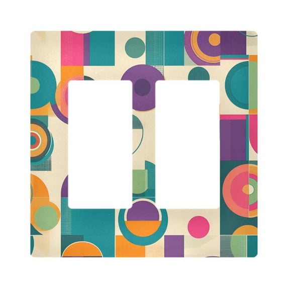 Yayeee Rocker Switch Wall Plate 2-Gang 4.7"x4.6" Home Decorative Outlet Cover, Purple Geometric