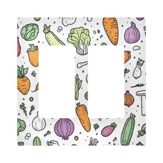 Yayeee Rocker Switch Wall Plate 2-Gang 4.7"x4.6" Home Decorative Outlet Cover, Purple Vegetables Pattern