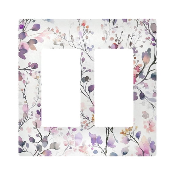 Yayeee Rocker Switch Wall Plate 2-Gang 4.7"x4.6" Home Decorative Outlet Cover, Purple Wildflowers