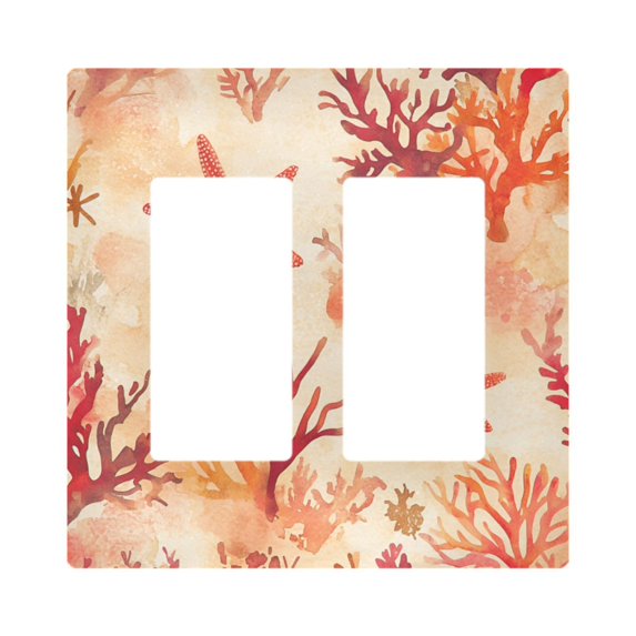 Yayeee Rocker Switch Wall Plate 2-Gang 4.7"x4.6" Home Decorative Outlet Cover, Red Starfish