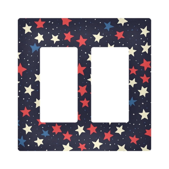 Yayeee Rocker Switch Wall Plate 2-Gang 4.7"x4.6" Home Decorative Outlet Cover, Red Starry Pattern