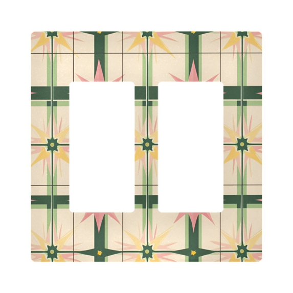 Yayeee Rocker Switch Wall Plate 2-Gang 4.7"x4.6" Home Decorative Outlet Cover, Retro Green Stars
