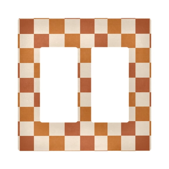 Yayeee Rocker Switch Wall Plate 2-Gang 4.7"x4.6" Home Decorative Outlet Cover, Rusty Orange Plaid