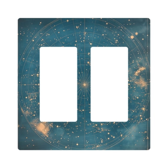 Yayeee Rocker Switch Wall Plate 2-Gang 4.7"x4.6" Home Decorative Outlet Cover, Star Map