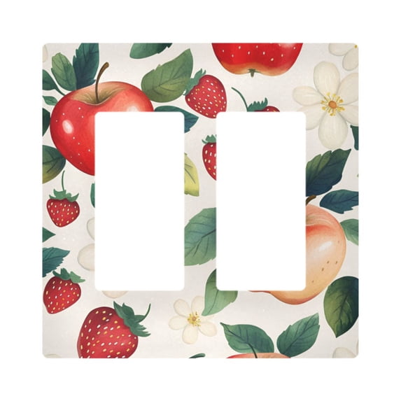 Yayeee Rocker Switch Wall Plate 2-Gang 4.7"x4.6" Home Decorative Outlet Cover, Strawberry Pattern