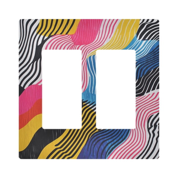 Yayeee Rocker Switch Wall Plate 2-Gang 4.7"x4.6" Home Decorative Outlet Cover, Stripes Pattern