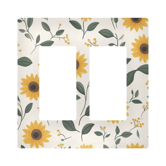 Yayeee Rocker Switch Wall Plate 2-Gang 4.7"x4.6" Home Decorative Outlet Cover, Sunflower Pattern