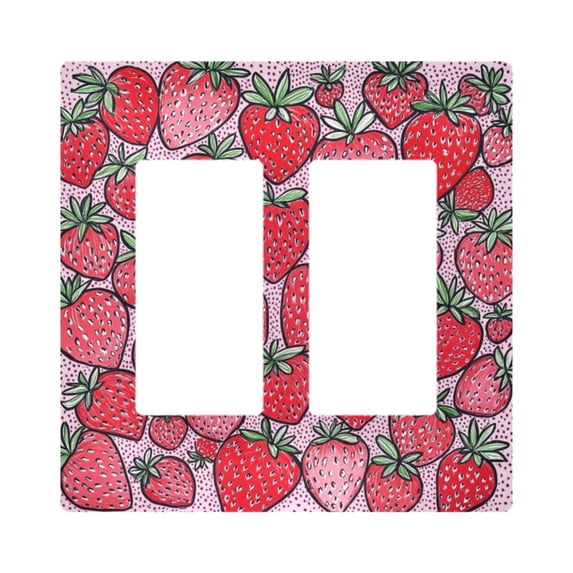 Yayeee Rocker Switch Wall Plate 2-Gang 4.7"x4.6" Home Decorative Outlet Cover, Sweet Strawberry