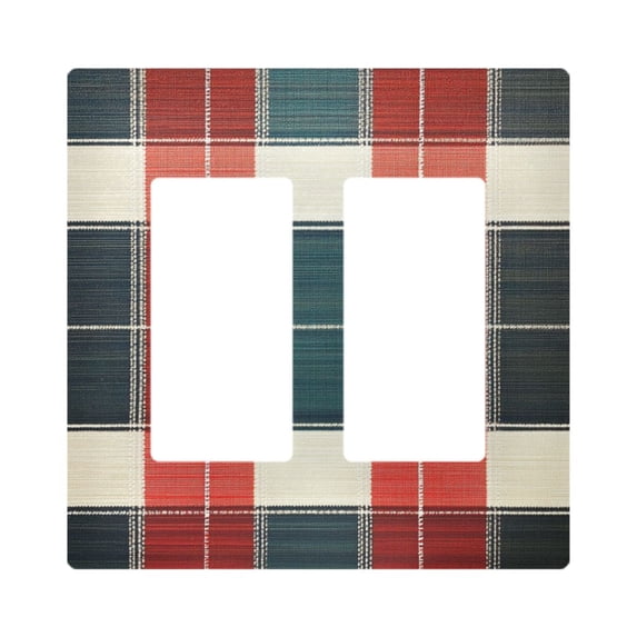 Yayeee Rocker Switch Wall Plate 2-Gang 4.7"x4.6" Home Decorative Outlet Cover, Vibrant Red Tartan Pattern