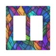 thumbnail image 1 of Yayeee Rocker Switch Wall Plate 2-Gang 4.7"x4.6" Home Decorative Outlet Cover, Vibrant Stained Glass Pattern, 1 of 6