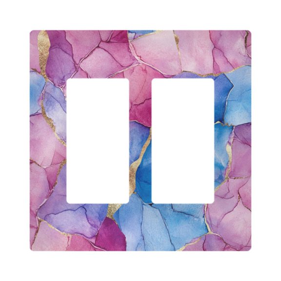 Yayeee Rocker Switch Wall Plate 2-Gang 4.7"x4.6" Home Decorative Outlet Cover, Watercolor Blue Marble Pattern