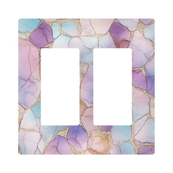 Yayeee Rocker Switch Wall Plate 2-Gang 4.7"x4.6" Home Decorative Outlet Cover, Watercolor Marble Pattern
