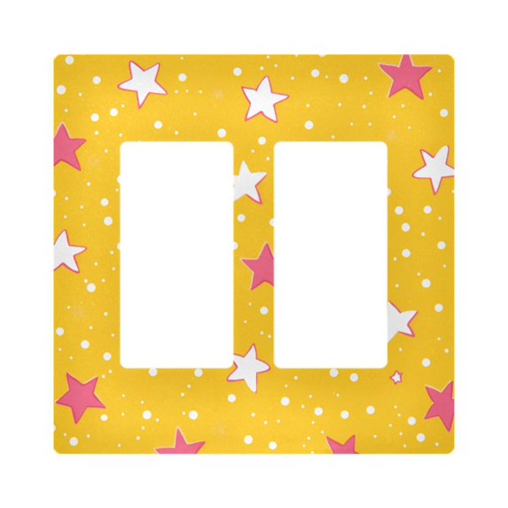 Yayeee Rocker Switch Wall Plate 2-Gang 4.7"x4.6" Home Decorative Outlet Cover, White Stars